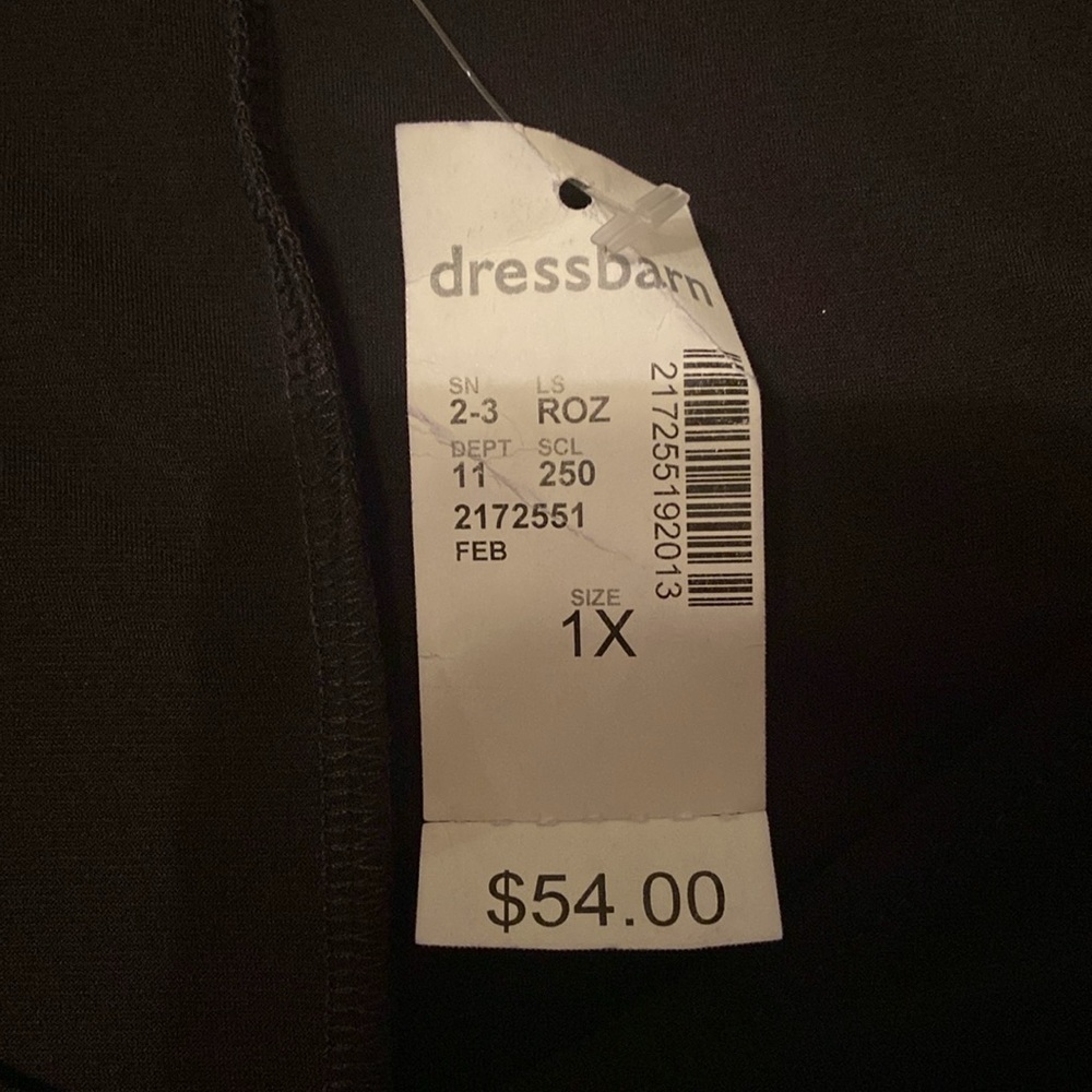 Roz & Ali Black Dress Split Short Sleeves Beaded Pull On Style Woman 1X - Picture 7 of 10